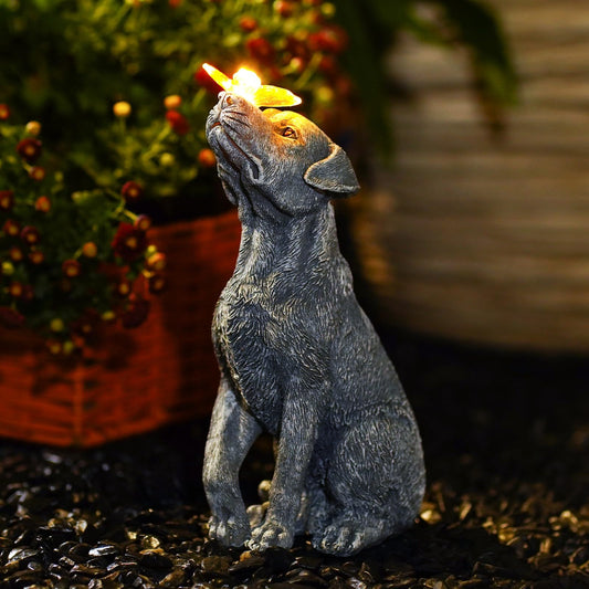 Fashionoda Garden Statue Dog Figurine Decor – Outdoor Decoration with Butterfly for Garden Yard Lawn Home Decor Outside : Mothers Day Memorial Gifts for Women Mom Grandma