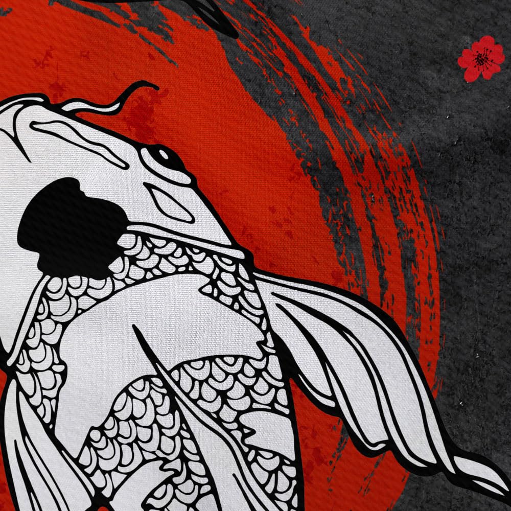 Sanzugh Japanese Yin Yang Koi Fish Tapestry, Cool Red and Black Anime Sakura Art Tapestries Vertical Wall Hanging for Men Bedroom Living Room Office Decor 40X60, Asian Cherry Blossoms Posters