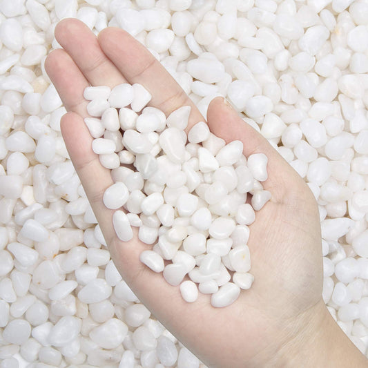Natural Polished Decorative White Pebbles - Small Stones 3/8" Gravel Size,River Rocks Pebbles for Plants, Home DIY Decor,Aquarium Gravel,Vase Fillers,Fairy Garden,Landscaping Outdoor Stones.