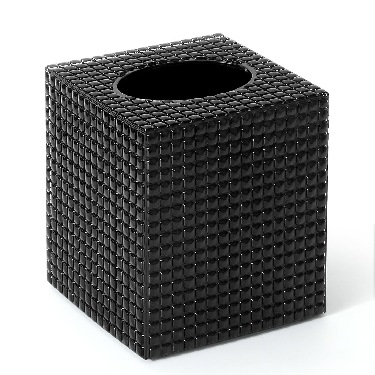 Tissue Box Cover, Black Square Acrylic Tissue Holder, Modern Decorative Facial Tissue Box Vessel Cube Paper Organizer Dispenser for Bathroom, Night Stand, Office, Vanity Countertops