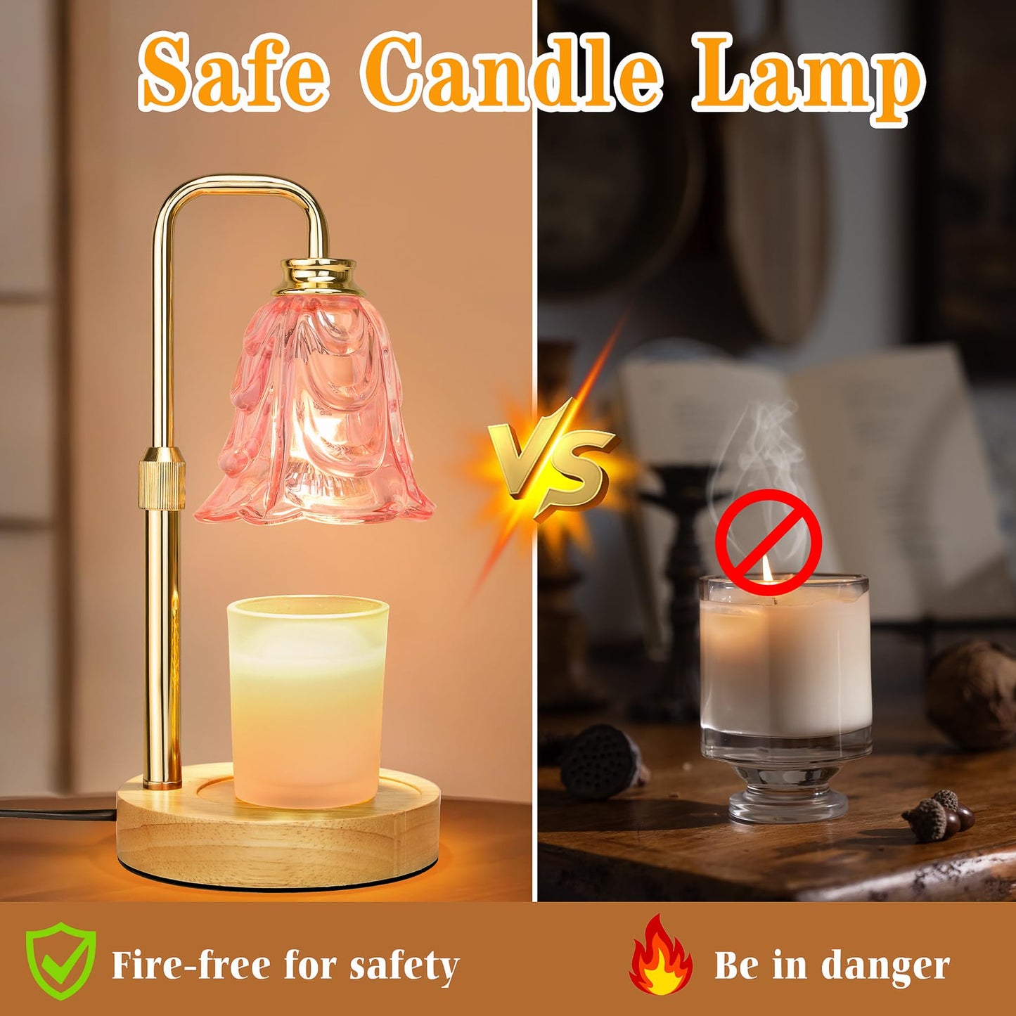 Candle Warmer Lamp with Timer Dimmer, Adjustable Height Pink Tulip Candle Wax Warmer, Christmas Birthday Gift for Mom Women,House Warming Gifts for New Home Bedroom Decor,Flower Pink
