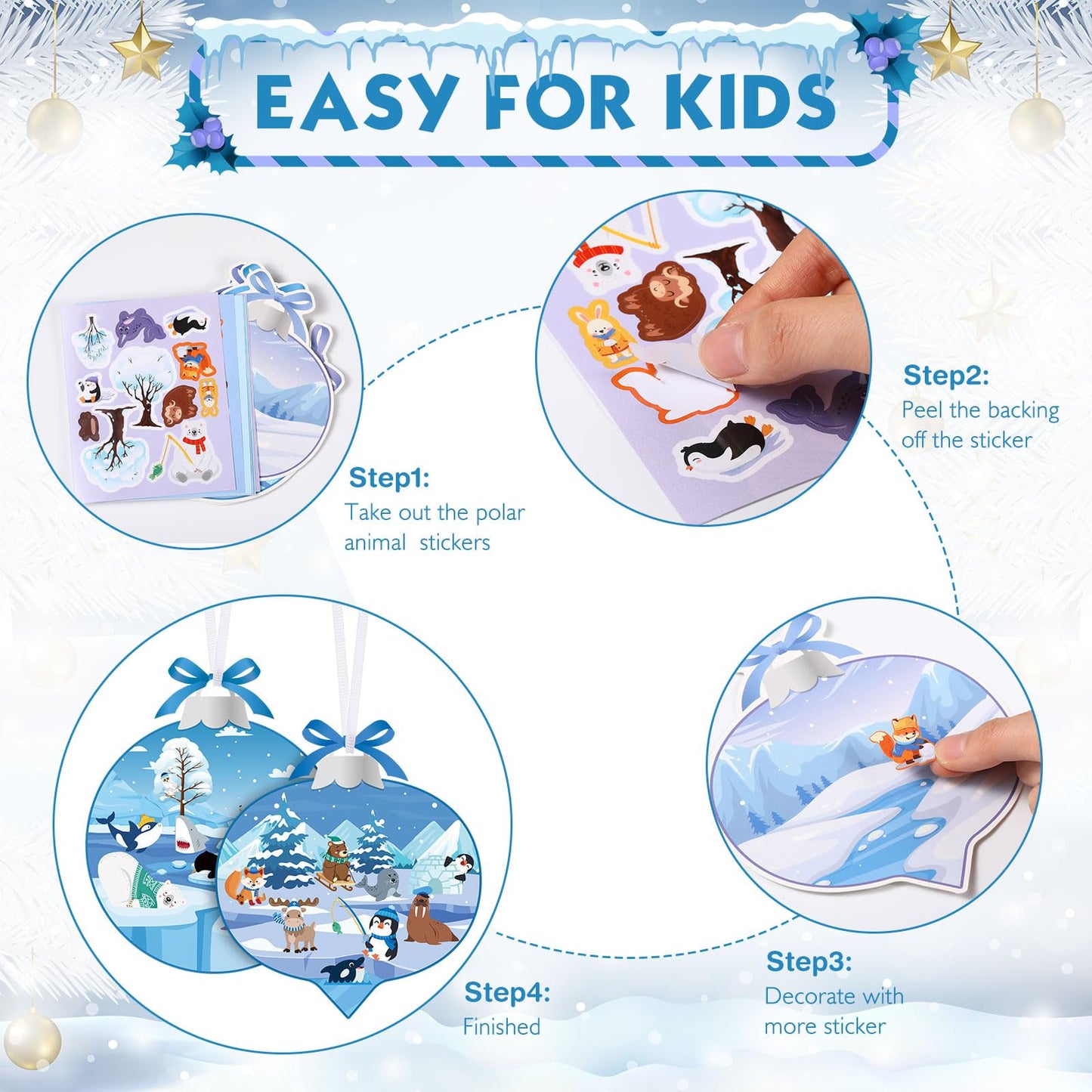 Containlol 48 Sets Winter Crafts Kits for Kids Winter Polar Animal Crafts for Kids Make Your Own Polar Animal Crafts Kits Winter Craft Ornaments DIY Art and Crafts for Home Class Activities