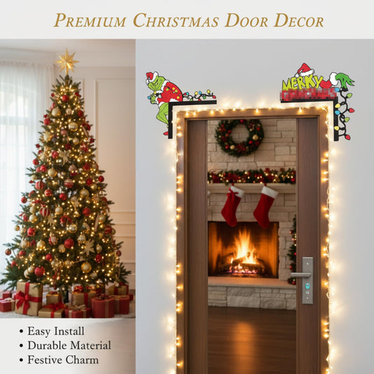 Qtaikong 2025 Christmas Doorway Decoration Suitable for Window and Door Top Home Decor, Wooden Christmas Party Ornament, Reusable Creative Signage Decoration - B