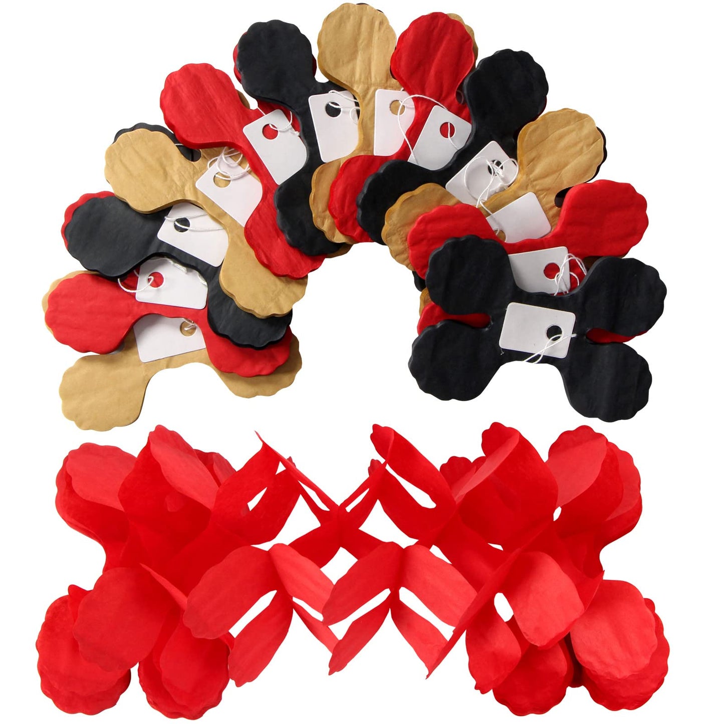 Red-Black Gold Party-Decorations Streamers Garland - 12pcs Casino-Theme Graduation 2026 4-Leaf Clover Paper Streamer,Game Night Wedding Birthday Baby Bridal Shower Banners Decor Ouruola
