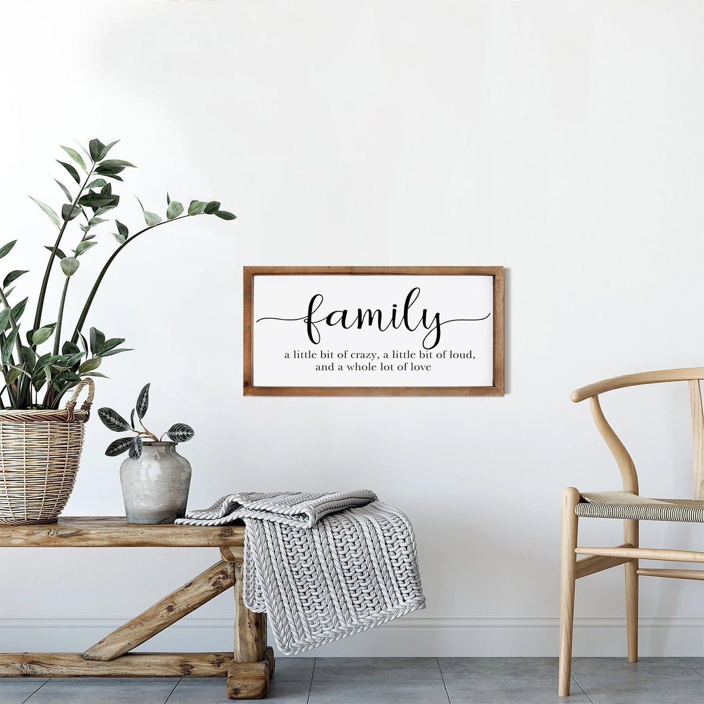 MODE HOME Family Sign for Home Decor, Farmhouse Family Wall Decor with Wood Frame for Wall, Kitchen, Living Room, Bathroom, Bedroom