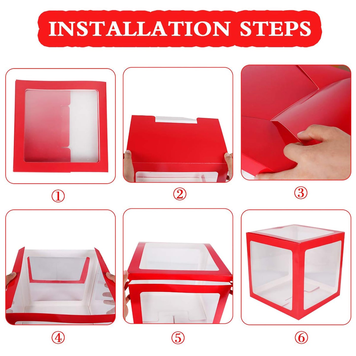 Christmas Decorations Large Red Transparent Light Box, Holiday Party Home Fireplace Decor