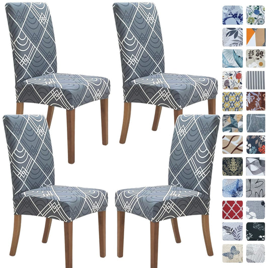 SPRINGRICO Chair Covers for Dining Room Set of 4, Stretch Dining Chair Cover, Washable Spandex Kitchen Parsons Chair Slipcovers, Removable Seat Protector for Home or Party (4 Pack, Bora Bora)