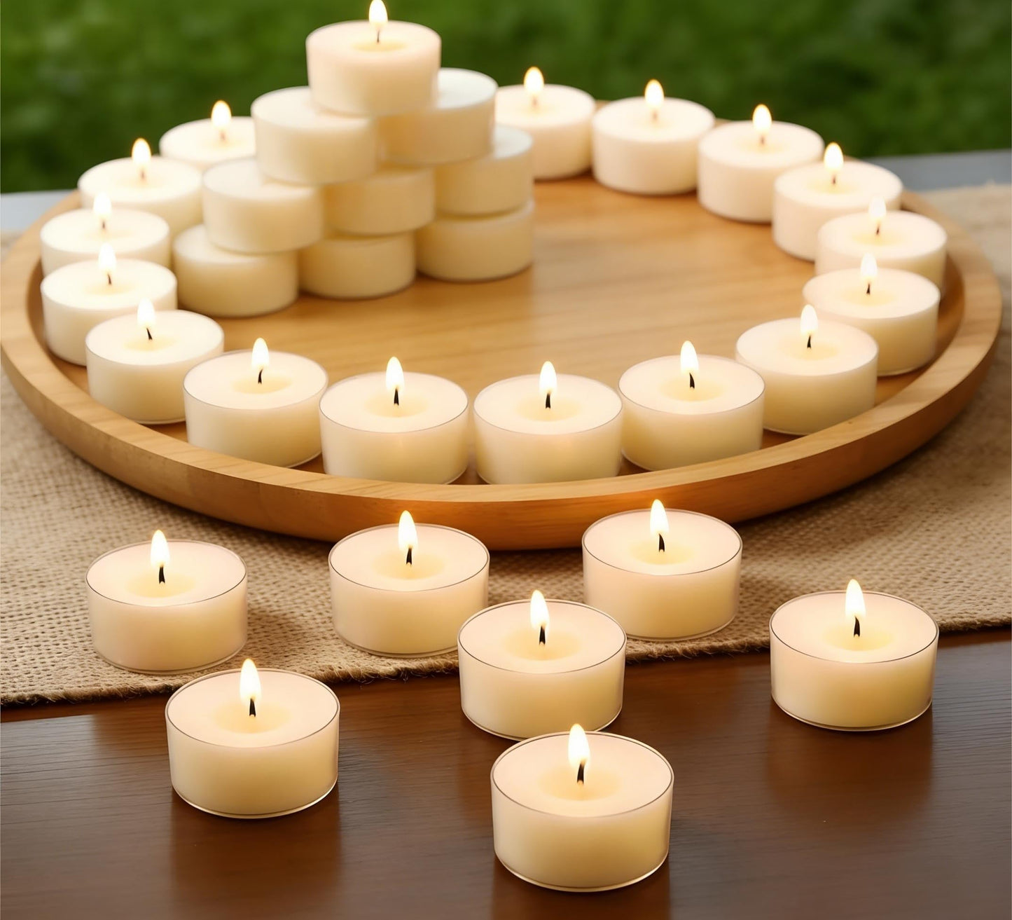 Soy Wax Tealight Candles 25Packs, 4 Hour Long Burning, Unscented White Smokeless Candles, Non-Toxic Paraffin-Free Clear Acrylic Cup Tea Lights for Weddings, Home, Emergencies & Dinner