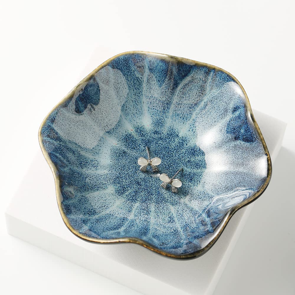 Mecaikru Jewelry Dish, Ceramic Trinket Tray, Small Ring Dish Holder, Key Bowl, Home Decoration for Friends Sisters Mother