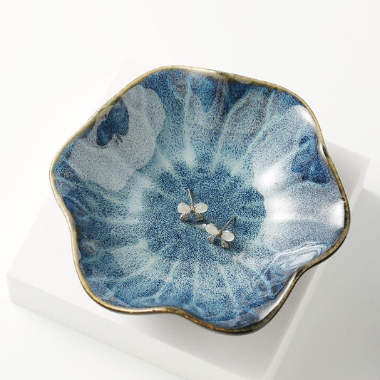 Mecaikru Jewelry Dish, Ceramic Trinket Tray, Small Ring Dish Holder, Key Bowl, Home Decoration for Friends Sisters Mother