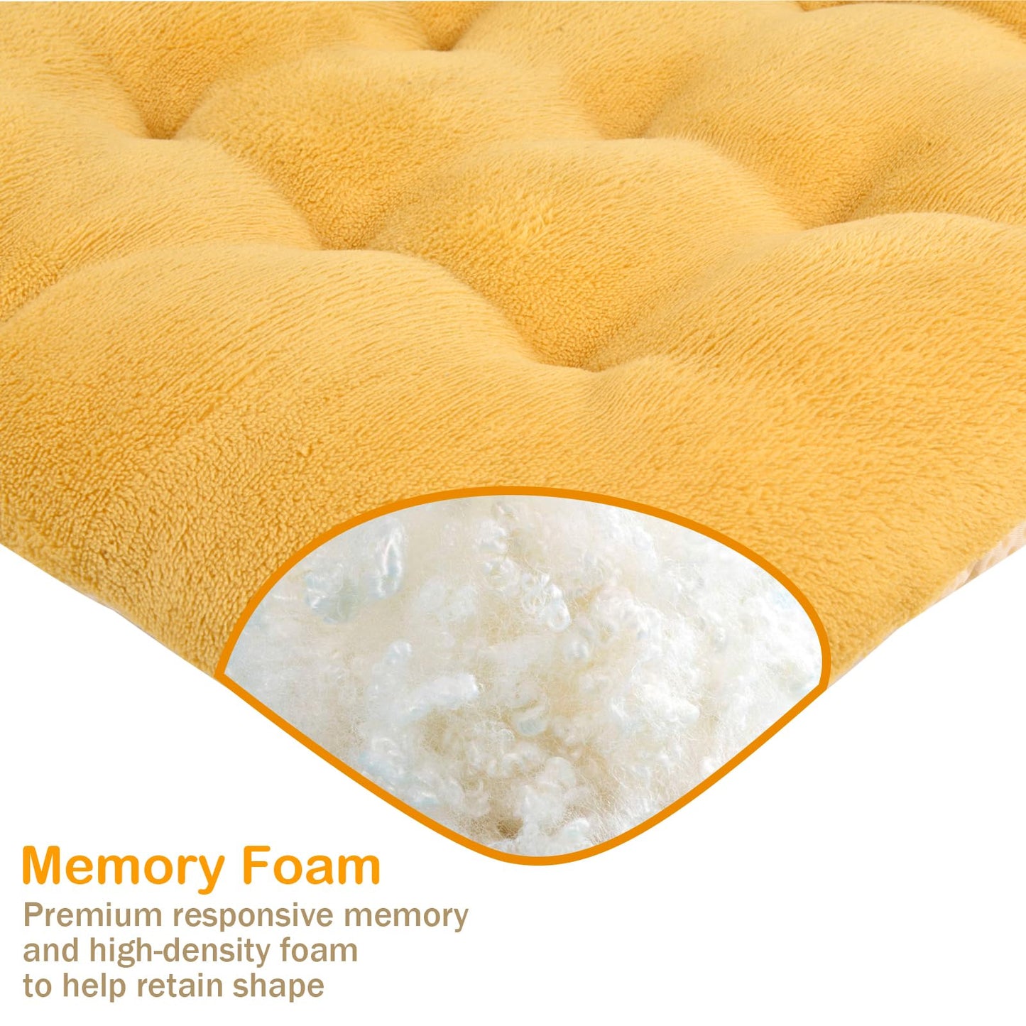 Non-Slip Rocking Chair Cushion, Premium Tufted Rocker Seat Back Pad with Ties, Sturdy &Comfort Thick Padding Pillow Chair Mat Cushions for Outdoor/Indoor Office Home Dining Room Kitchen Patio-Yellow