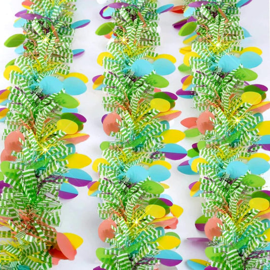 Wuhetyo 33 Feet Easter Tinsel Garland, Colorful Egg Tinsel Garland Shiny Hanging Metallic Glitter Spring Garland for Easter Party Door Tree Garlands Decorations(1Pcs)
