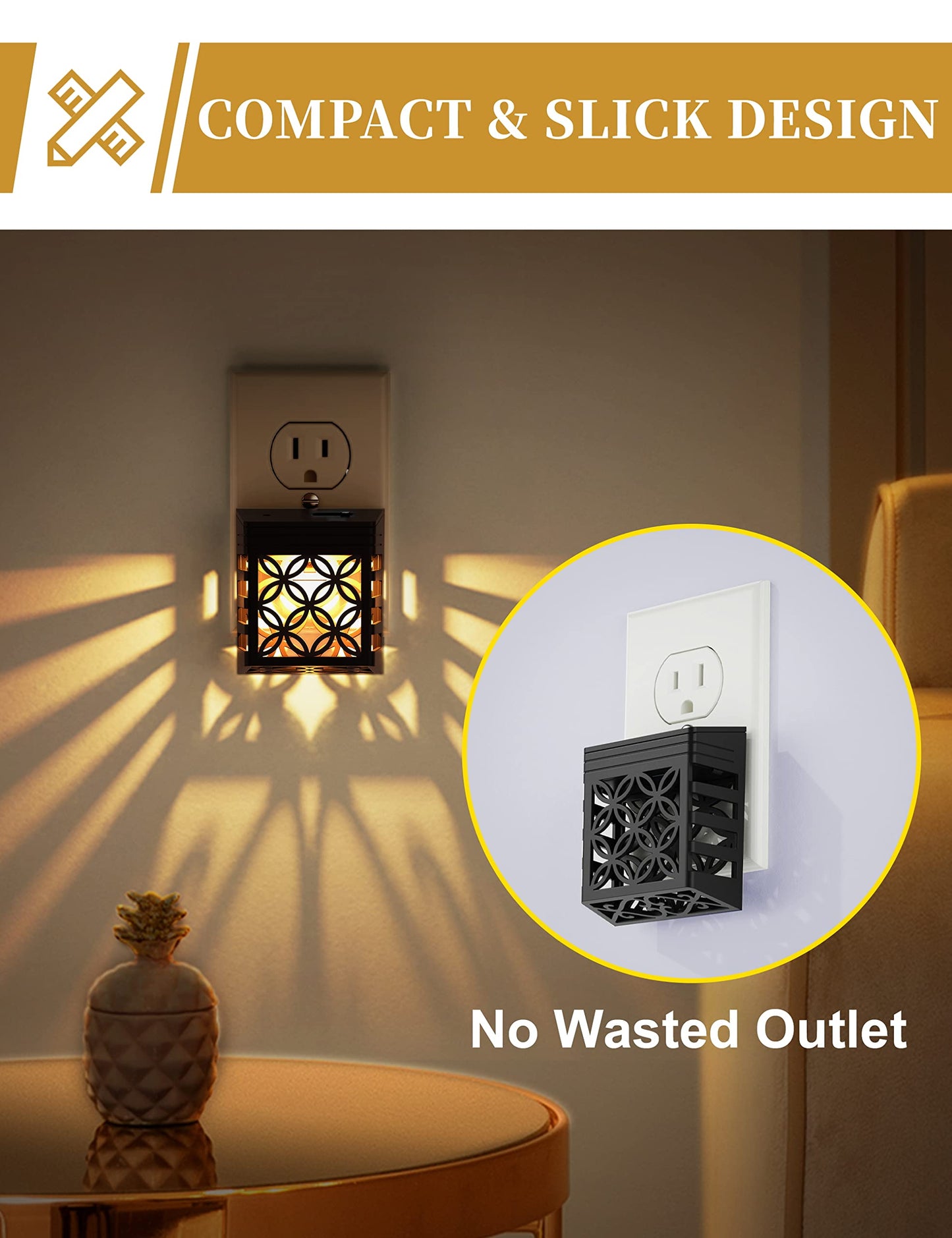 DORESshop Plug in Night Light [2 Pack], Night Lights Plug Into Wall, Dusk to Dawn Sensor Night Lights, Adjustable Brightness, Decorative Nightlight for Bathroom, Hallway, Stairway, Soft White