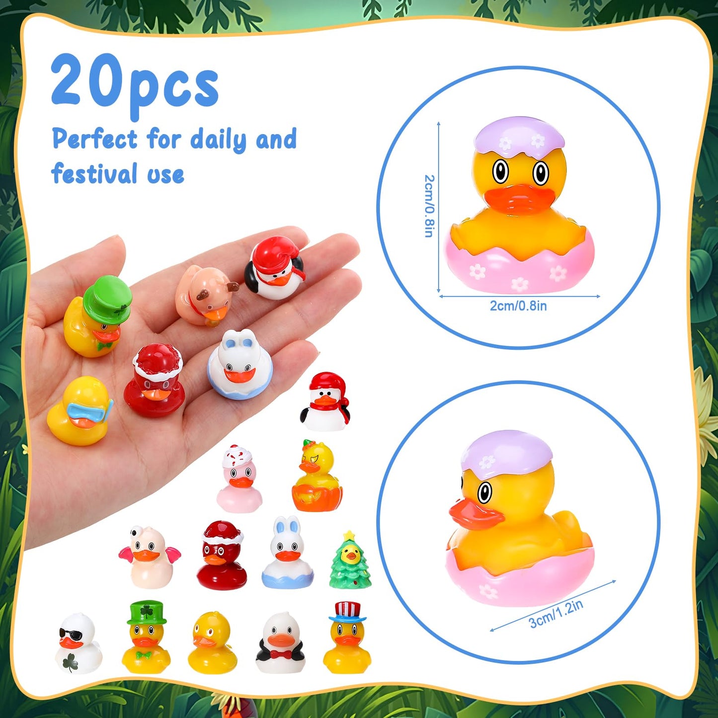 GGSTDDUP 20 Pcs Holiday Mini Resin Ducks Tiny Resin Animals Miniature Duck Figurines Suitable for DIY Cake Ornaments Crafts Moss Landscape Decoration