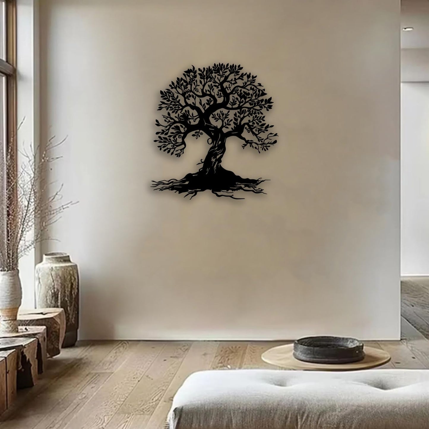 Tree of Life Metal Wall Decor - Room Decor Wall Art Home Decor for Living Room, Bedroom, Office, Garden, Courtyard (Black)