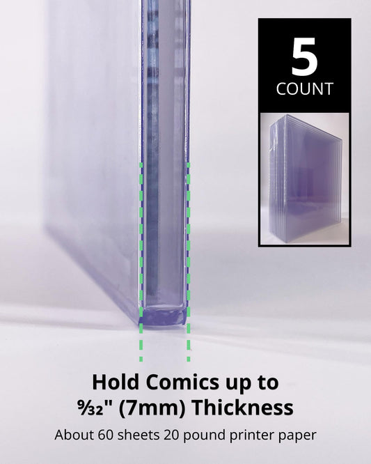 LEEFLIT Newspaper Toploader Holder - 7mm Thick Hard Plastic Top Loaders, 13 x 11, 5 Count, Clear, LF-NPTL-5BL250PT
