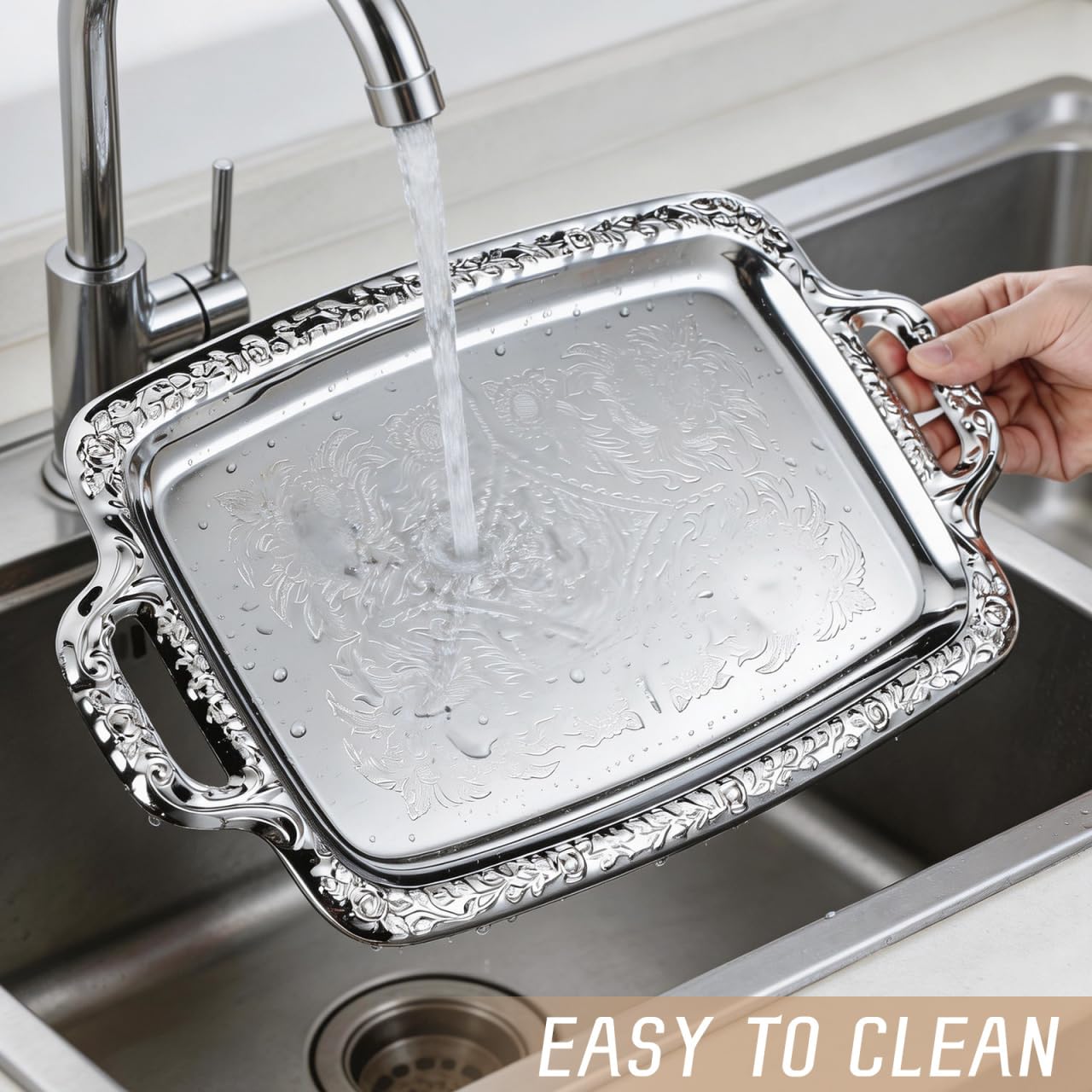 Cabilock 1Pc Elegant Metal Serving Tray Multi Purpose Dining Tableware for Food Storage Nordic Style Plate for Home Kitchen Living and Dining Use