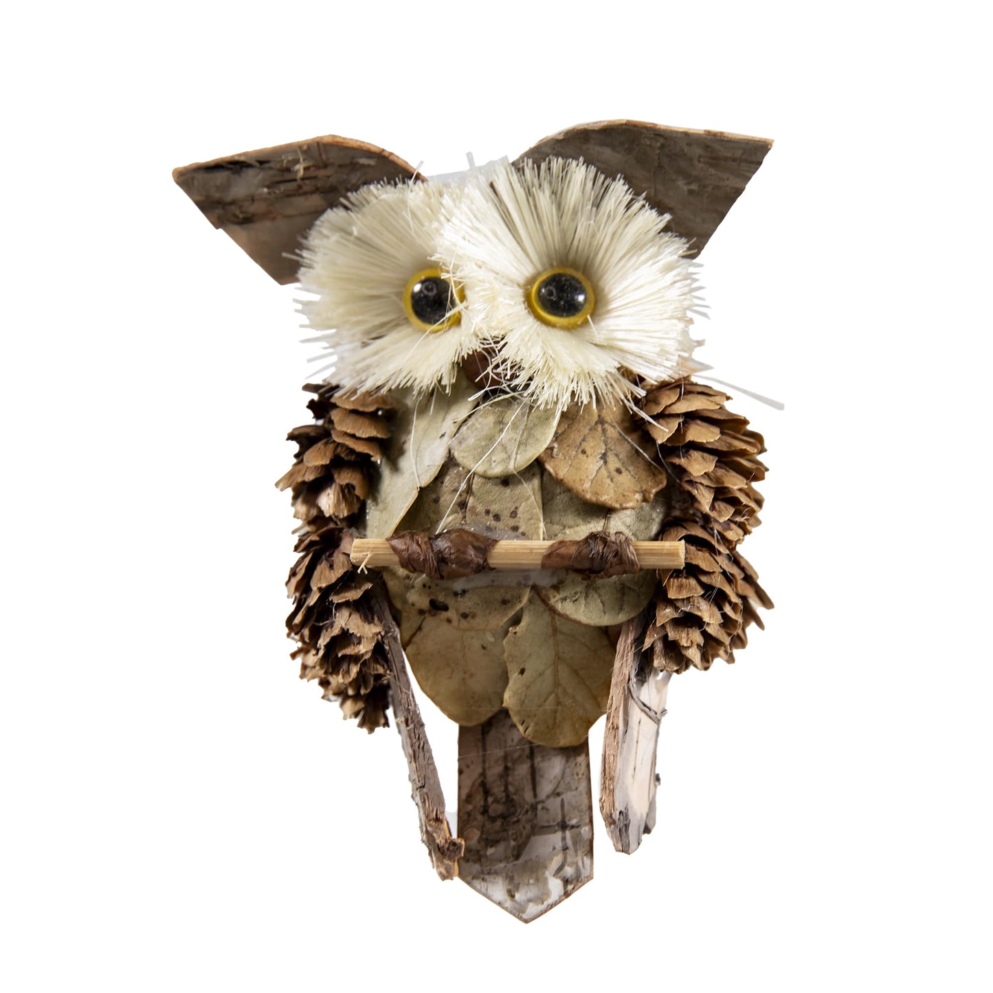 Berfutall-Woodland Animal Owl Ornaments, Wood and Sisal, Set of 6 Assorted, Christmas Tree, Thanksgiving Decor