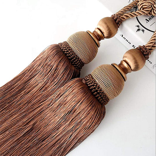 Selling Wonderful Curtain Holdbacks Curtains Tiebacks Home Decorative Braided Buckle Fastener Accessories Window Drapery Ball Tassels Tiebacks, Set of 2 (Coffee)