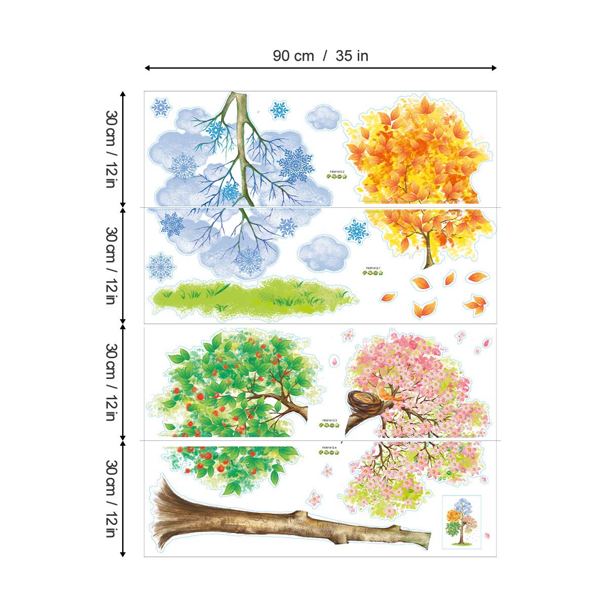 ufengke Four Seasons Tree Wall Stickers Removable Vinyl Wall Decals Art Decor for Bedrooms Living Room