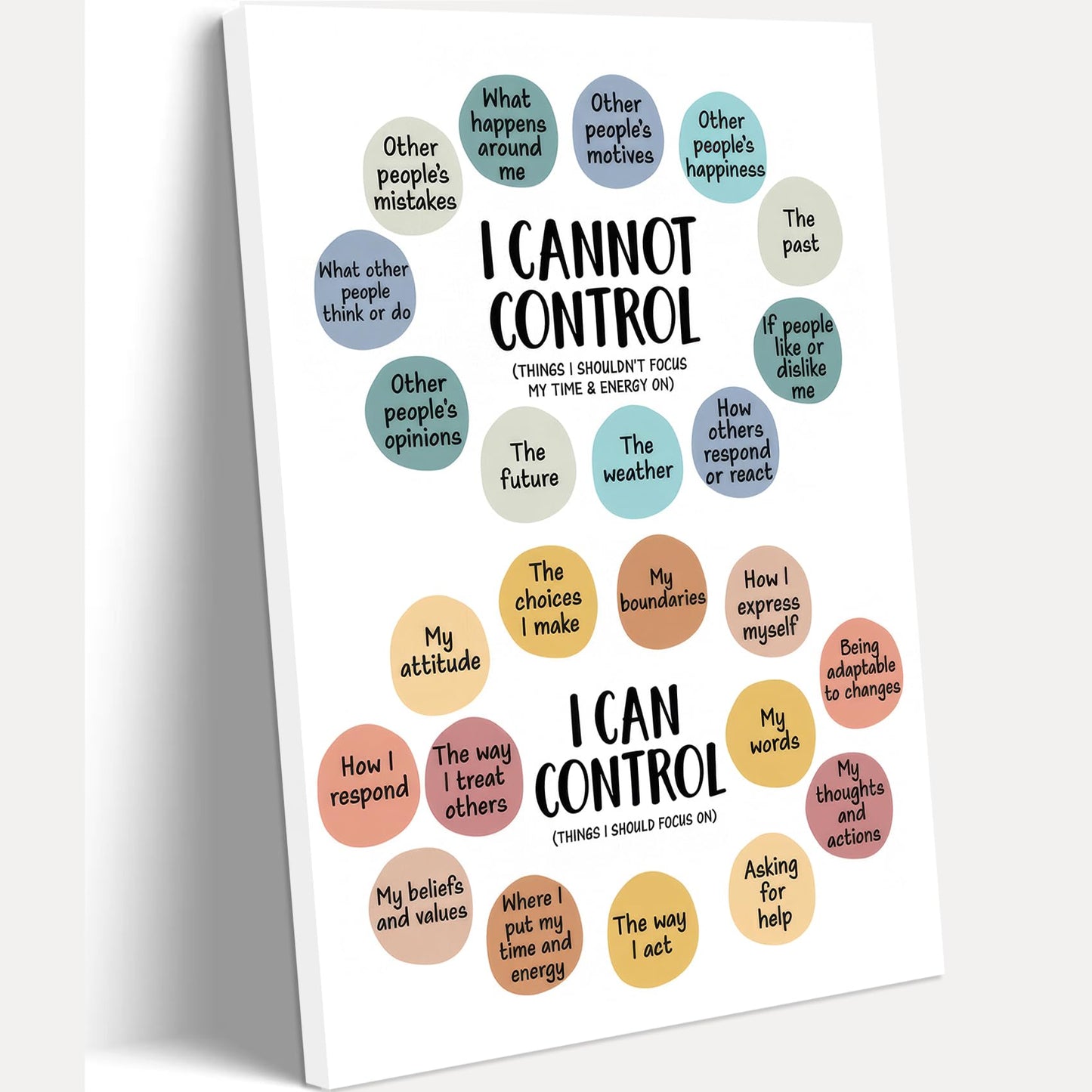 Mental Health Wall Art School Counselor Canvas Painting Picture Motivational Wall Decor Things I Can Control Inspirational Poster Prints Artwork for Therapy Office Home Decor 12x16in Wrapped Canvas