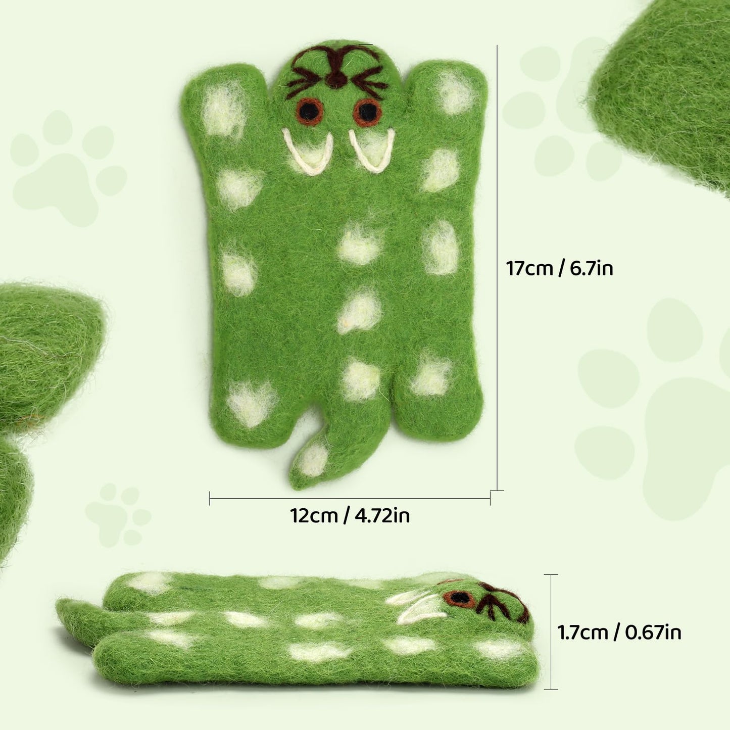 Handmade Wool Felt Cat Coasters Set - 3 Adorable Cats - Shaped Drink Coasters,Non-Slip Cup Mats for Cat Loves, Cute Kitty Design for Coffee Table, Desk, and Home Decor (Eco-Friendly & Absorbent)