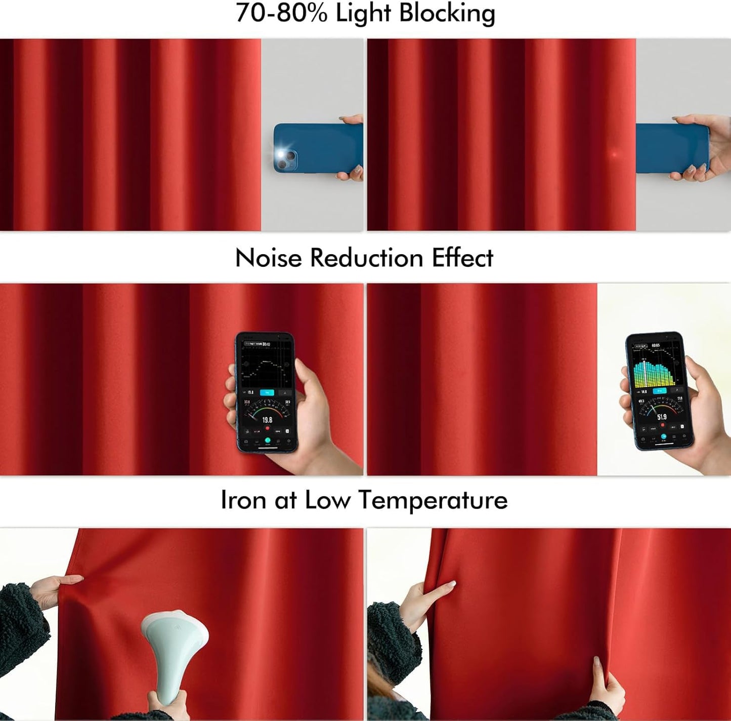 MIULEE Christmas Red Back Tab Blackout Curtains 84 Inch Length 2 Panels Set for Living Room Bedroom Privacy, Rod Pocket/Pinch Pleat Thermal Insulated Room Darkening Pleated Light Blocking Drapes