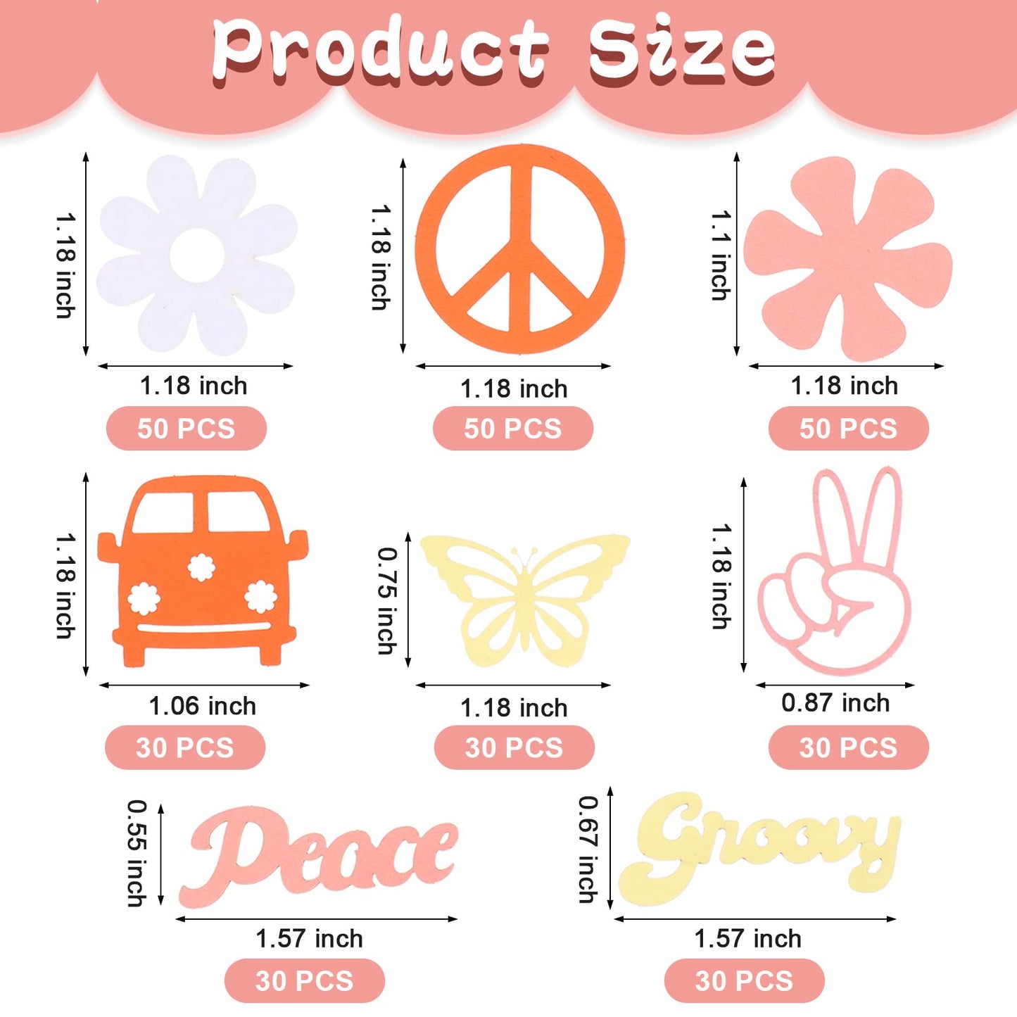 Capoda 300 Pieces Two Groovy Confetti Hippie Table Confetti Boho Groovy Party Decorations Retro Peace Daisy Flower Butterfly Paper Sign for Baby Shower Birthday Wedding 60s Hippie Party Decor Supplies