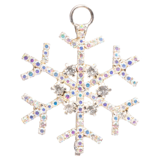 Karma, Rhinestone Christmas Ornament Charm, Sparkly Crystal Metal Elegant Holiday Ornament for Tree, Gift or Winter Décor, Iridescent Snowflake