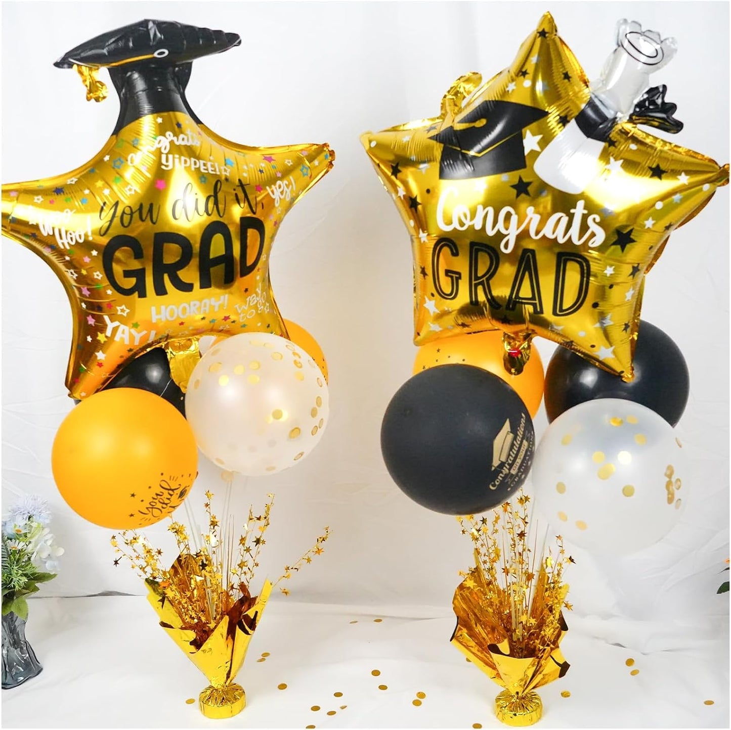 FUBININA 6 Pack Metallic Foil Spray Centerpiece Star Table Decoration Burst Table Centerpieces for Birthday New Years Nye Wedding Anniversary Graduation Holiday Party Supplies Decor, Gold