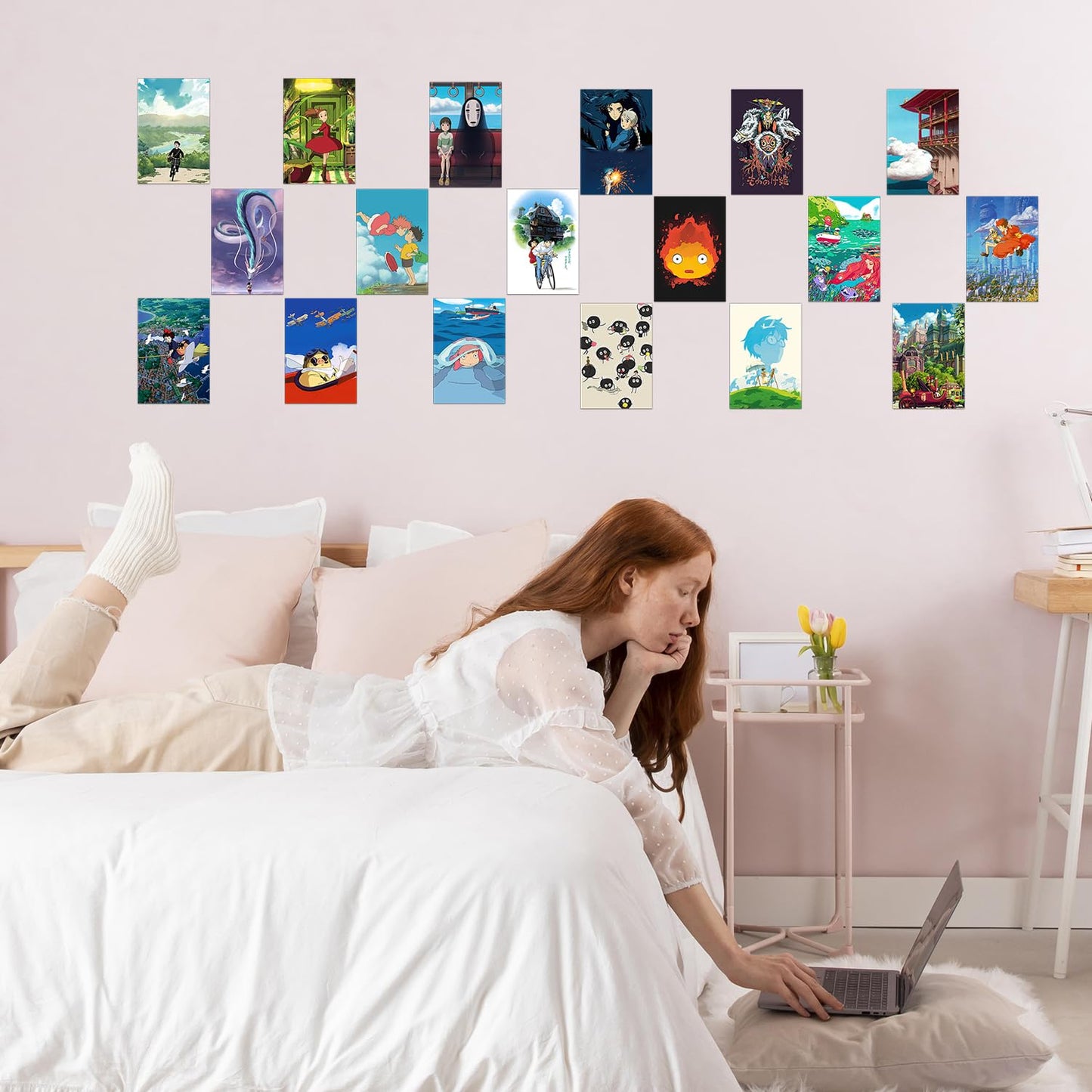 Pounchi Cute Anime Poster Wall Collage Set (50 Pcs 4 x 6 Inch with Glue Dots) Cartoon HD Aesthetic Posters Prints Artworks for Room Bedroom Club Wall Art Decor for Teens Kids