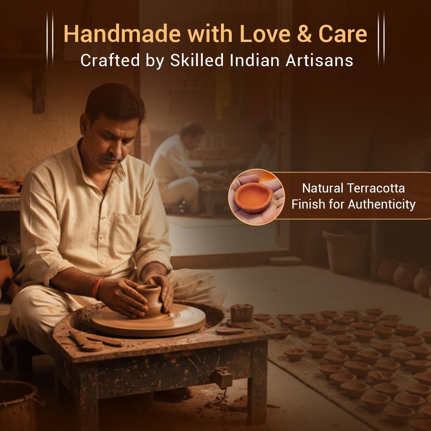 SATVIK Set of 24 Terracotta Clay Diyas – Traditional Handmade Earthen Oil Lamps for Home Decor – Eco-Friendly Festival Lighting