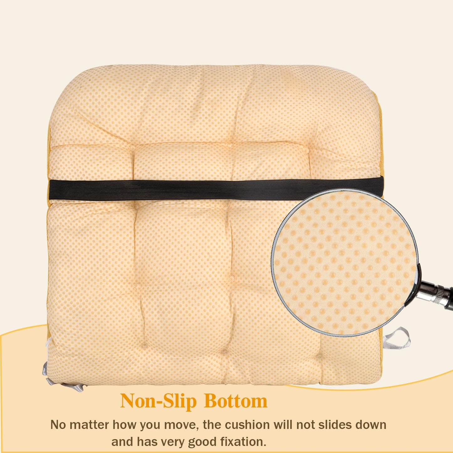Non-Slip Rocking Chair Cushion, Premium Tufted Rocker Seat Back Pad with Ties, Sturdy &Comfort Thick Padding Pillow Chair Mat Cushions for Outdoor/Indoor Office Home Dining Room Kitchen Patio-Yellow
