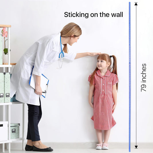 Egoldto Height Measurement for Wall, Children Adult Height Measure Rod, 3D Removable Growth Chart Stick, Wall Mounted Splicing Ruler for Kids Baby Nursery 79 inch (Blue)