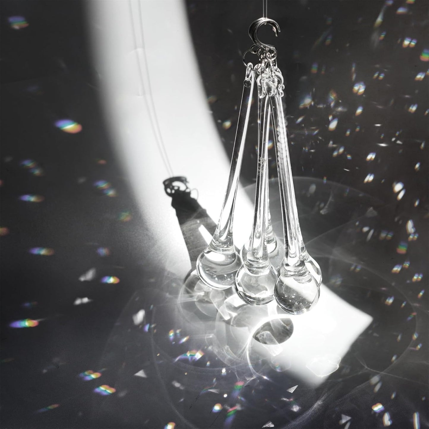 kanpura 6 Inch Teardrop Ornaments Glass Drop Ornaments Clear Crystal Chandelier Pendant Hanging for Centerpieces Christmas Tree Winter Party Decor(10 Pcs)