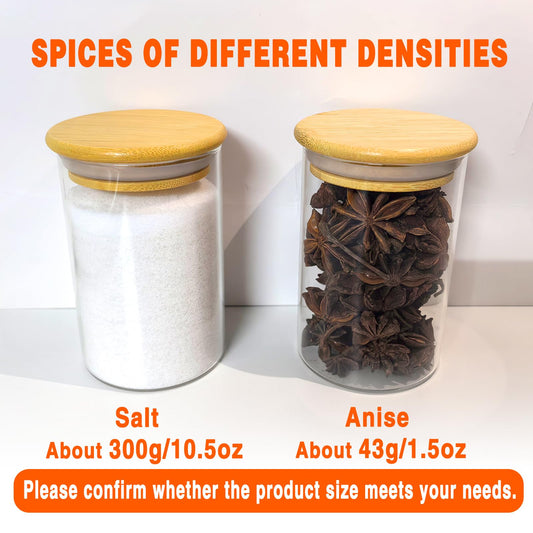 GPOVVIMX 12 Pcs Glass Spice Jars with Bamboo Airtight Lids and 191 Labels - 8.5oz Small Food Storage Containers for Kitchen, Seasoning, Coffee, Herb - Spoon and Marker Included