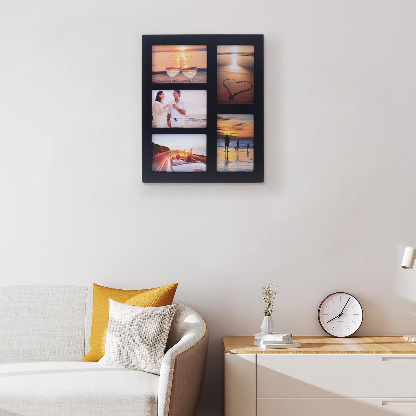 UMICAL 4x6 5-Opening Picture Frame with Shatter-Resistant Glass & Black Wood 4x6 Collage Photo Frames for 4x6 5 Pictures Display Made for Tabletop Stand and Wall Mounting