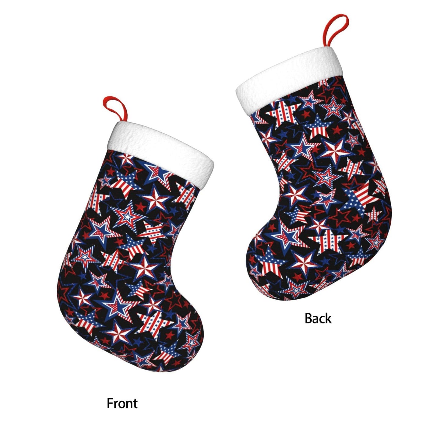 Odfovowo American Patriotics Christmas Stockings, 17.7 Inches Xmas Stockings Fireplace Hanging Socks Ornaments for Family Holiday Party Decorations Gifts