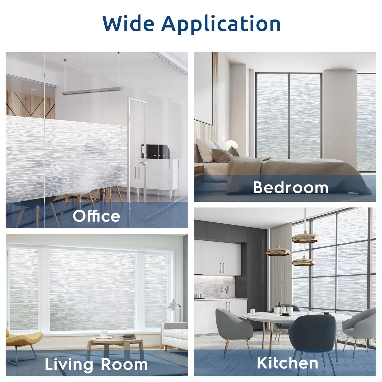 rabbitgoo Window Privacy Film Frosted Glass Film Removable Vinyl Door Coverings UV Blocking Decorative Static Cling Non-Adhesive Window Clings Sticker for Home Decor, 17.5 x 78.7 Inches