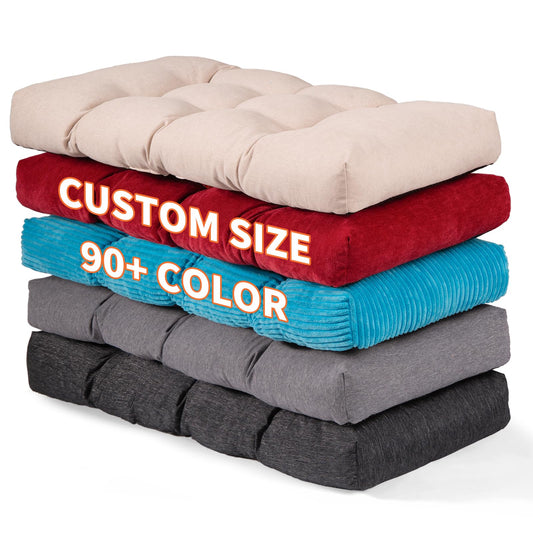 Detiblue Custom Bench Cushion - Indoor/Outdoor Tufted Non-Slip Cushions, Piano Bench/Bay Window/Porch Swing Seat Cushions, Customizable Size/Fabric/Color/Non-Slip/Piping