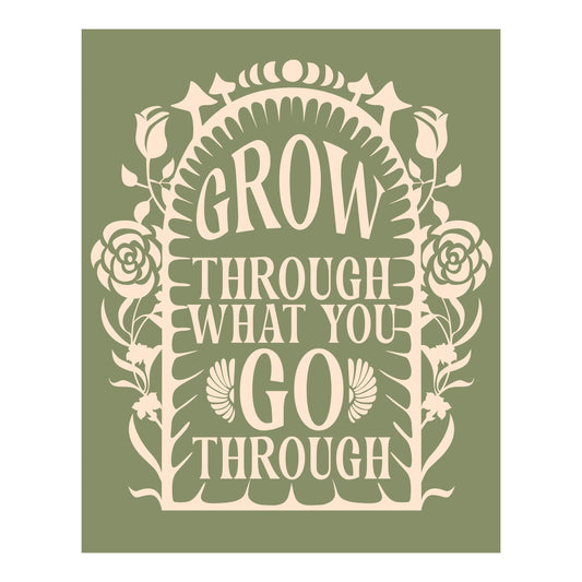 AMERICAN LUXURY GIFTS Grow Through What You Go Through - Inspirational Motivational Typography Wall Art - Home Office Gym Living Room Decor - 8x10 Unframed Print