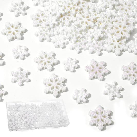 60 PCS Small Snowflakes for Craft Mini Snowflakes for Crafts Glitter Resin-Snowflakes Tiny Resin Snowflake Small-Snowflakes Glitter for Embellishment DIY Craft Project Winter Supply, 3 Different Size
