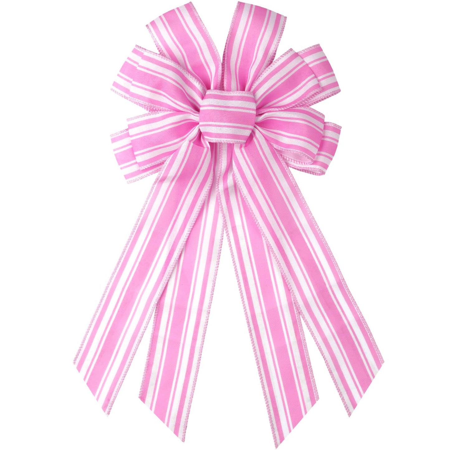 NUVCELKA Pink White Striped Wreath Bow for Front Door, 20x11 Inch Large Premade Girl Baby Shower Bows, Spring Easter Decorate