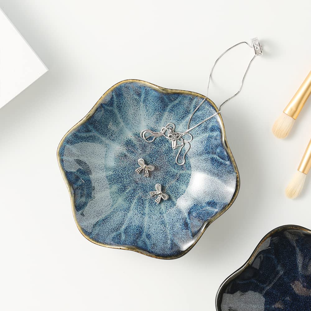 Mecaikru Jewelry Dish, Ceramic Trinket Tray, Small Ring Dish Holder, Key Bowl, Home Decoration for Friends Sisters Mother