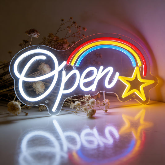 Open LED Neon Sign, USB Powered Decorative Light Store Business Open Sign for Retail Shop Cafe Bar Home Wall Table Light Up Neon Decor 15.7 x 7.1 In
