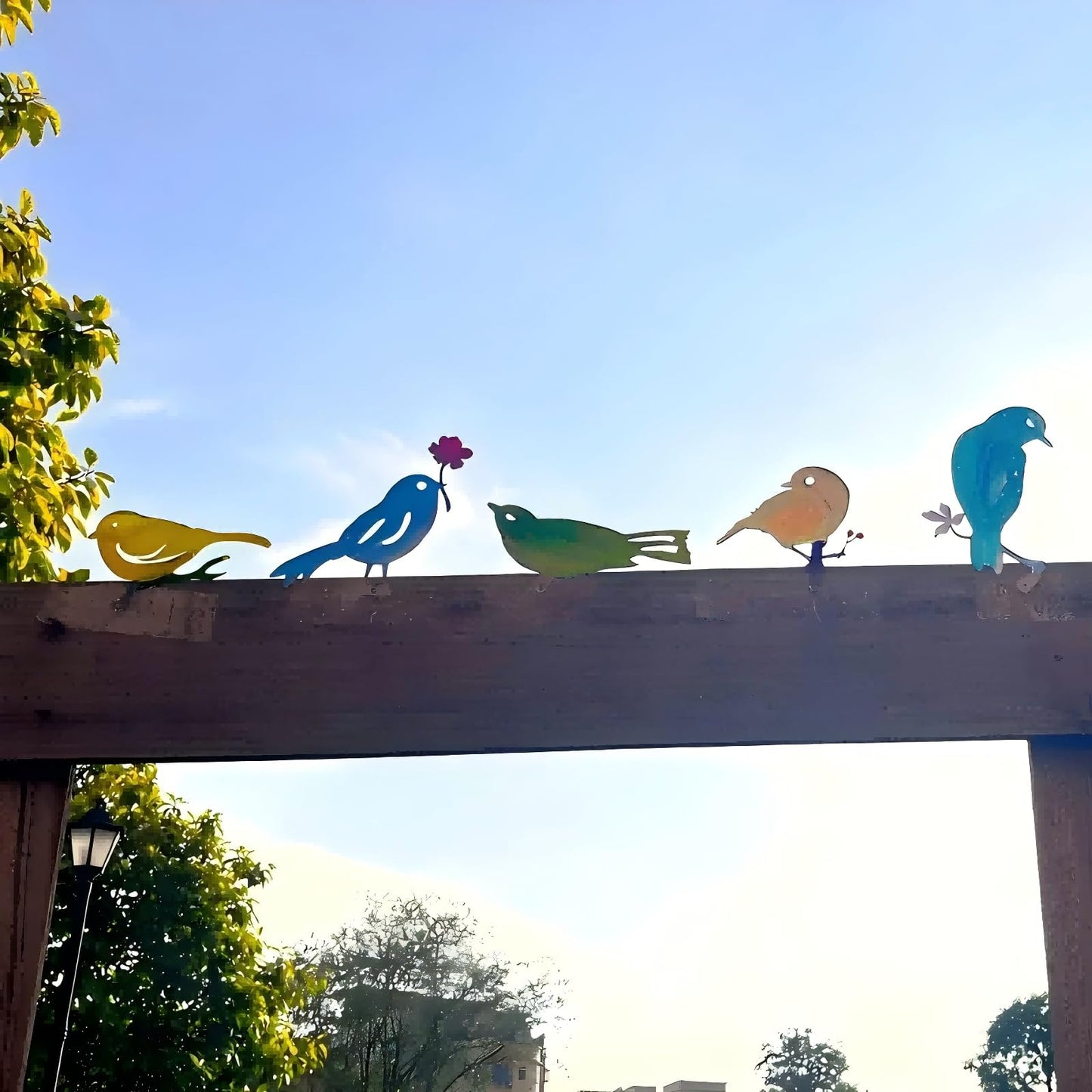 JDHTMTCBGX 5PCS Rusty Metal Bird Garden Decor, Spring Yard Art Decorations for Outdoor Fence, Lawn & Patio – Unique Outdoor Ornaments