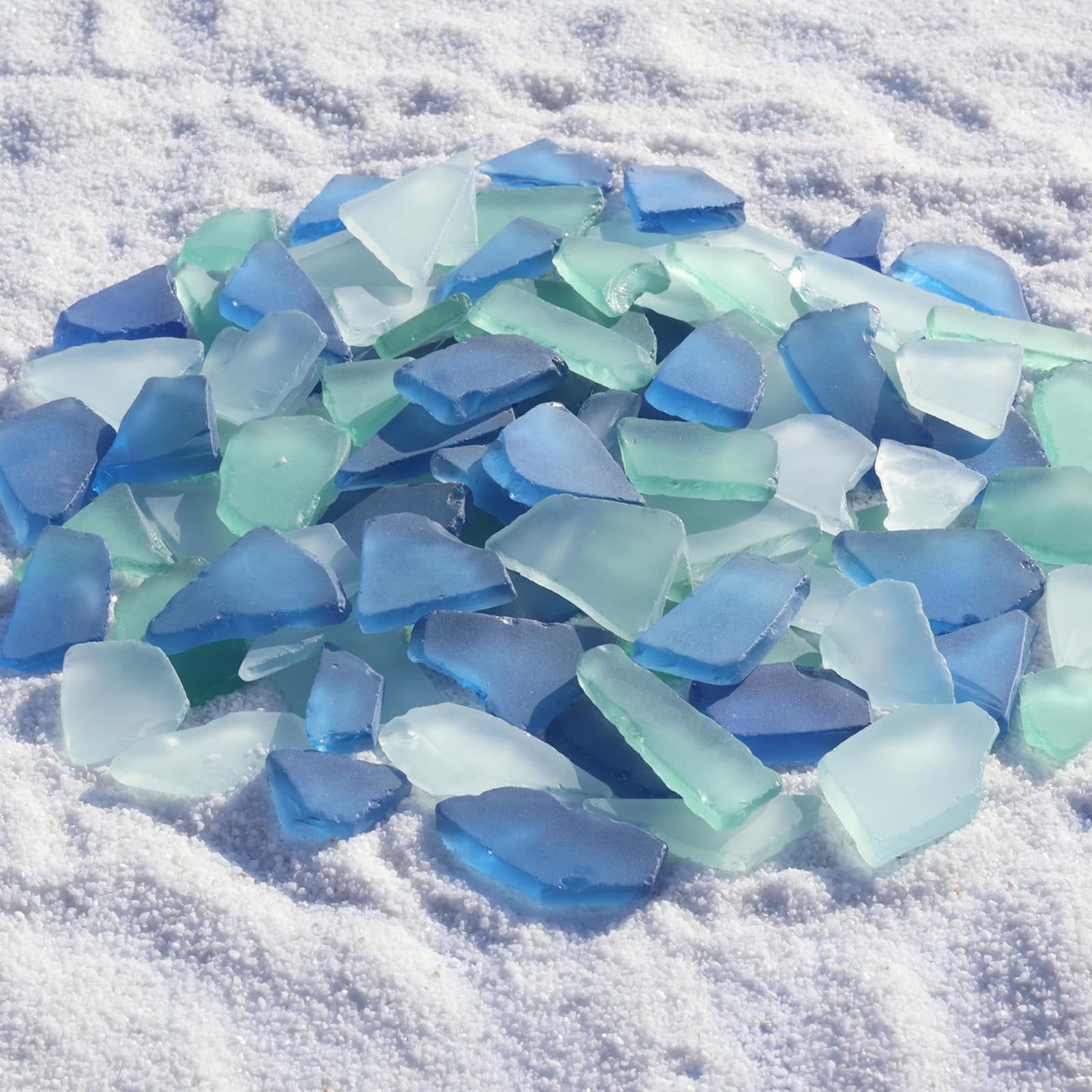 Sea Glass for Crafts - 34oz Frosted Seaglass Pieces - Vase Filler and Aquarium Ornament, DIY Craft Supplies for Art, Beach Weddings, and Home Decor (Blue, Aqua Green, White)