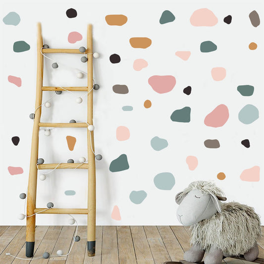 Terrazzo Wall Stickers, Colorful Boho Irregular Stones Polka Dot Abstract Modern Wall Decals,Geometric Decal for DIY Living Room Bedroom Decor Room Nursery