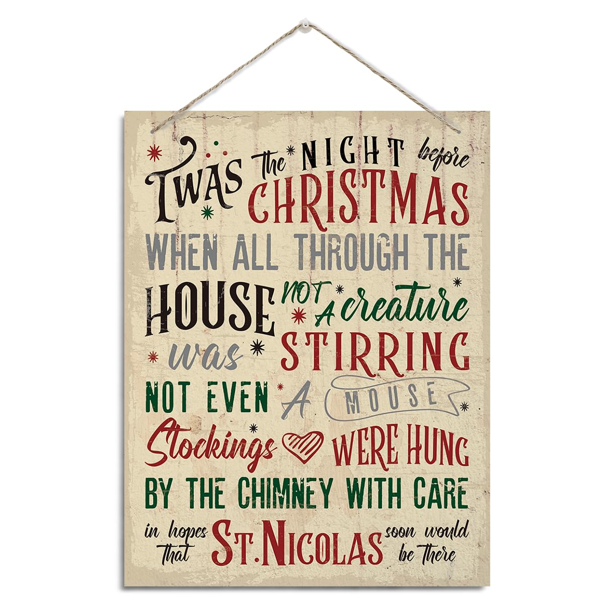 Christmas Wood Sign, Farmhouse Christmas Decor, Rustic Hanging Wood Plaque Sign, Home Decor for Xmas Holiday,Xmas Themed Wall Decoration