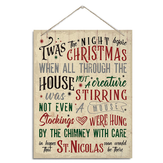 Christmas Wood Sign, Farmhouse Christmas Decor, Rustic Hanging Wood Plaque Sign, Home Decor for Xmas Holiday,Xmas Themed Wall Decoration